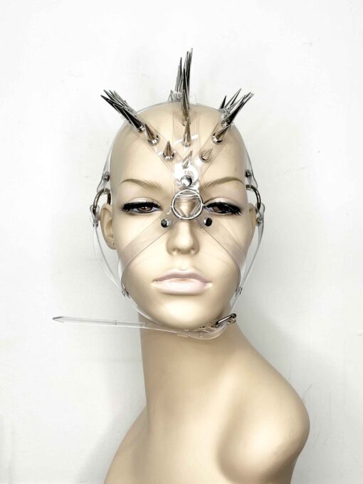 Andromeda Spiked Clear PVC Headdress Mask - Image 2