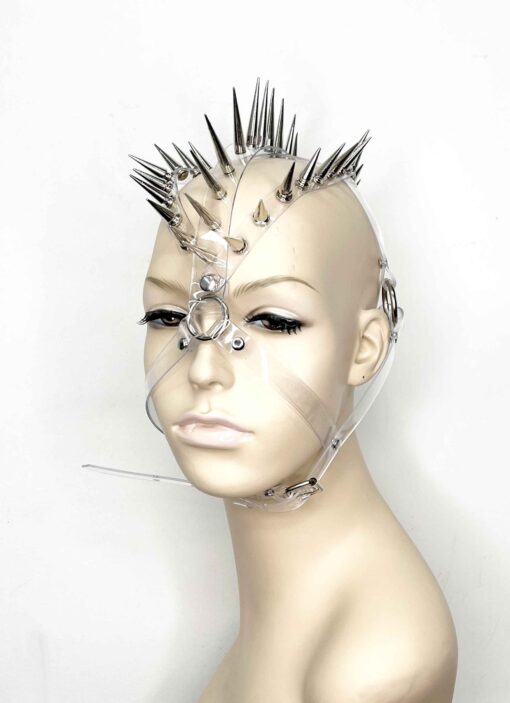 Andromeda Spiked Clear PVC Headdress Mask