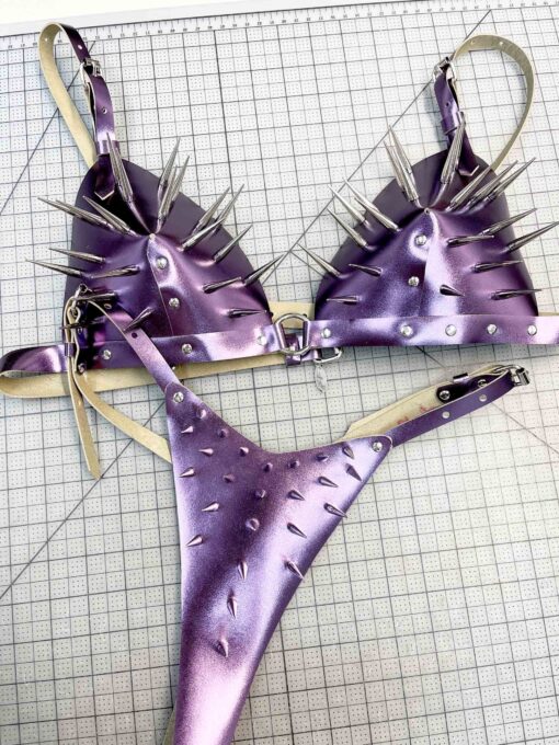 Andromeda Spiked Leather Bra - Image 6