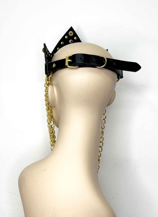 Archer Black Leather Crown and Chain Cowl - Image 3