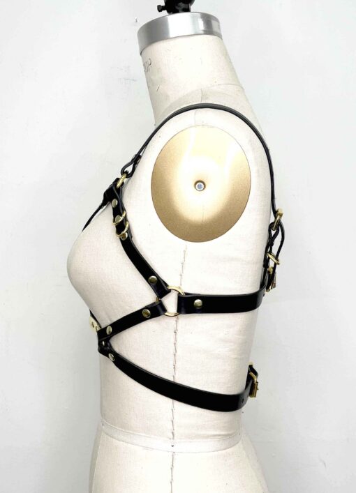 Adelaide Black Leather Harness Bra - Image 3