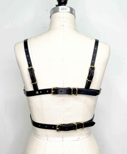 Adelaide Black Leather Harness Bra - Image 4