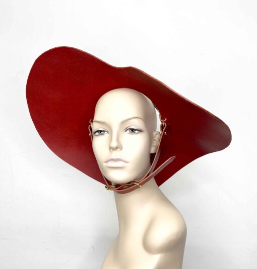 Heart Wide Brim Floppy Leather Hat - Image 2